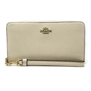 Coach Long Zip Around Wallet Chalk White Leather C4451